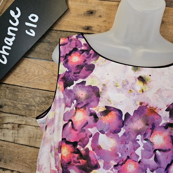 Liz Caliborne Women Sleeveless Floral Purple/pink Midi Fit/flare Dress Size 16 - Picture 3 of 12